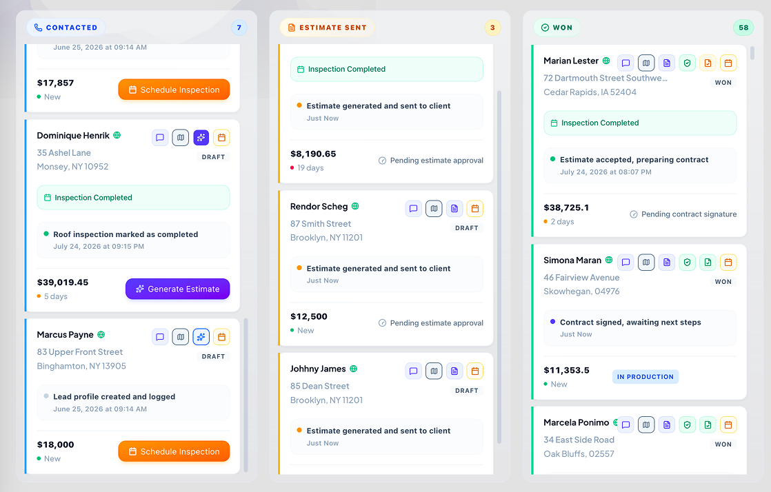 Sales Pipeline board with 4 columns